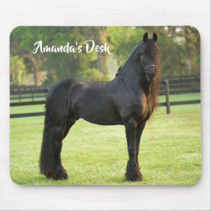 Tapis De Souris Cheval friésien noir personnalisé