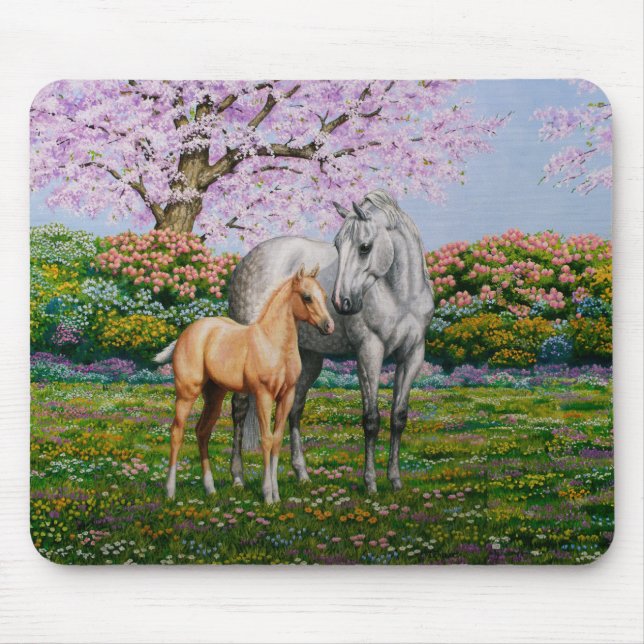 Tapis De Souris Cheval Gris Dappel Mare Palomino Foie (Devant)