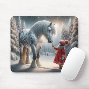 Tapis De Souris Cheval gris Dappy d'hiver