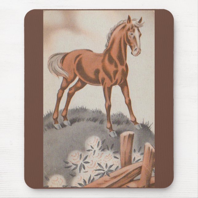 Tapis De Souris cheval heureux en brun (Devant)