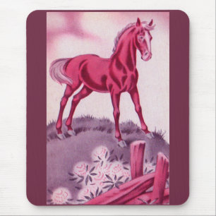 Tapis De Souris cheval heureux en rose