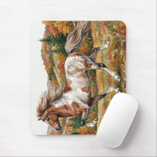 Tapis De Souris Cheval islandais Freya en forêt automnale