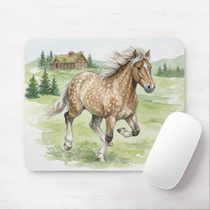 Tapis De Souris Cheval islandais Stjarna galopant dans un pré