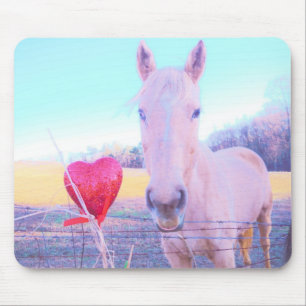Tapis De Souris Cheval jaune et Coeur rouge