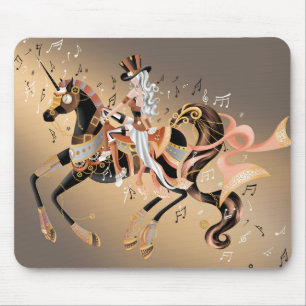 Tapis De Souris Cheval mécanique Steampunk & café Lady Gold