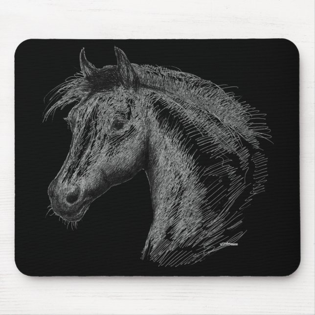 Tapis De Souris Cheval : Noir (Devant)
