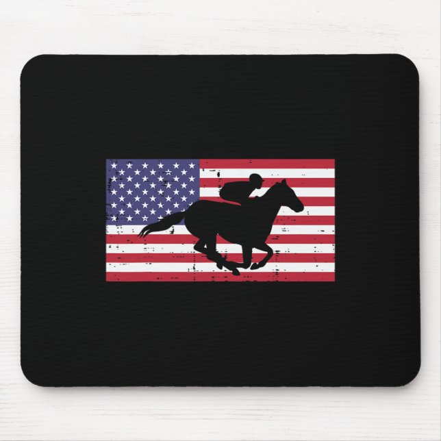 Tapis De Souris Cheval Nous Équitation Drapeau Horseback Course Pa (Devant)