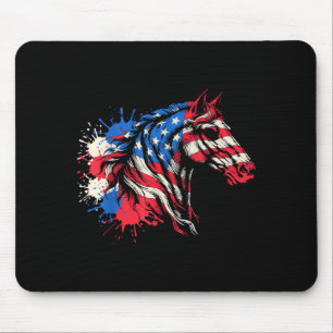 Tapis De Souris Cheval patriotique drapeau américain éclaboussure 