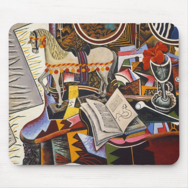 Tapis De Souris Cheval Pipe Fleur rouge par Joan Miro (Devant)