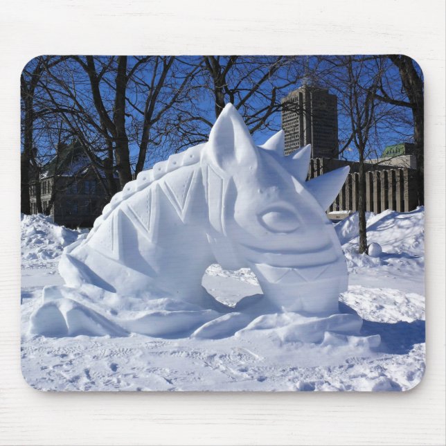 Tapis De Souris Cheval Snow Sculpture, Québec, Canada (Devant)