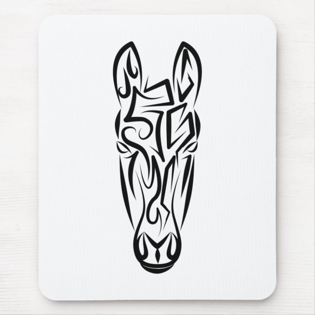 Tapis De Souris Cheval tribal noir et blanc (Devant)