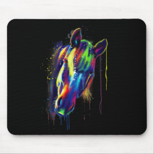 Tapis De Souris Cheval Visage Main Dessinée Couleur de l'eau Splas