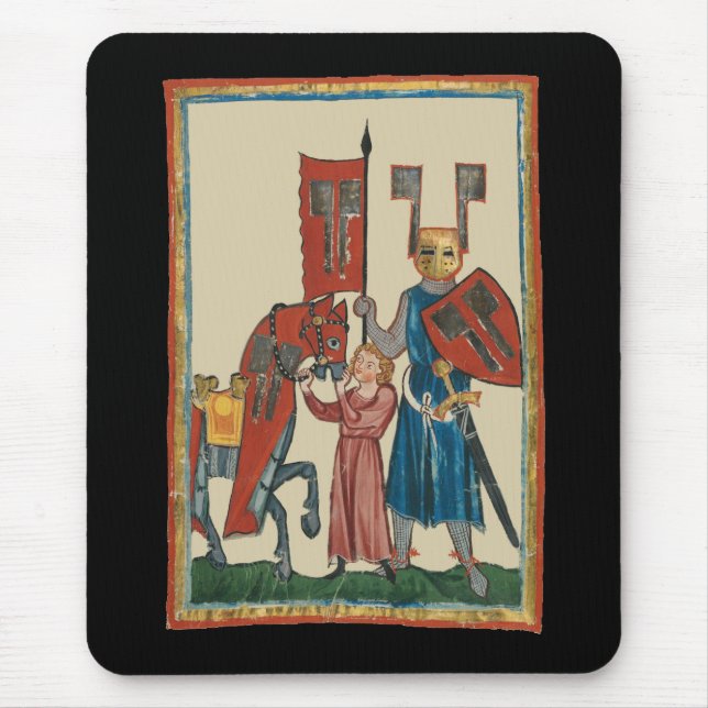 Tapis De Souris Chevalier et écureuil, Art médiéval du XIVe siècle (Devant)