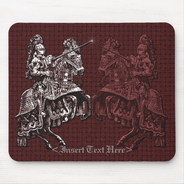 Tapis De Souris Chevalier médiéval Argent et Rouge Souris (Devant)