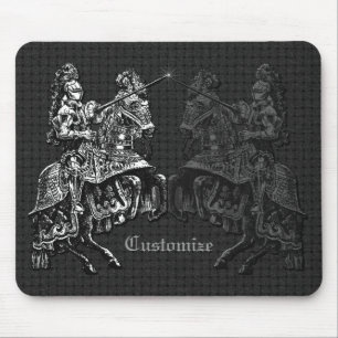 Tapis De Souris Chevaliers médiévaux noir et blanc