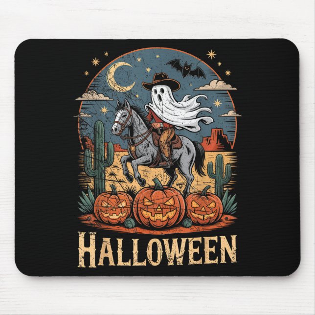 Tapis De Souris Chevauchée fantôme saison Halloween  (Devant)