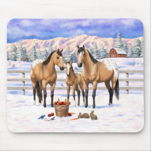 Tapis De Souris Chevaux Appaloosa En Peau De Bouche En Neige