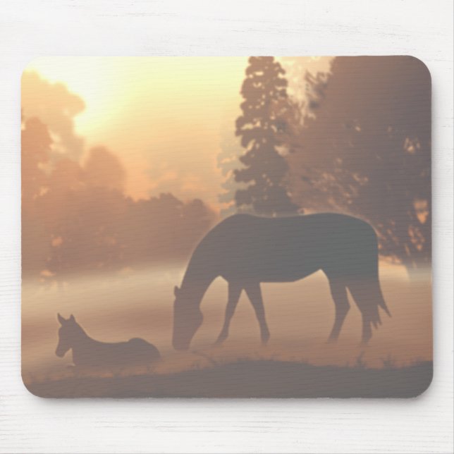 Tapis De Souris Chevaux dans la fosse matinale (Devant)
