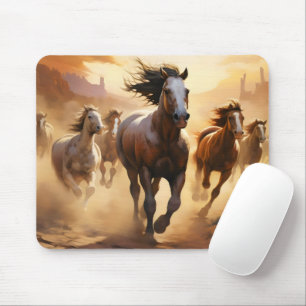 Tapis De Souris Chevaux dans le désert