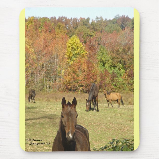 Tapis De Souris Chevaux d'automne Mousepad (Devant)