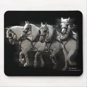 Tapis De Souris Chevaux de trait gris de Percheron - quatre côte 