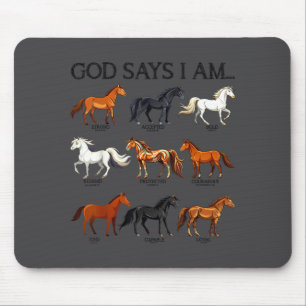 Tapis De Souris Chevaux Dieu dit que je suis mignonne fille chréti