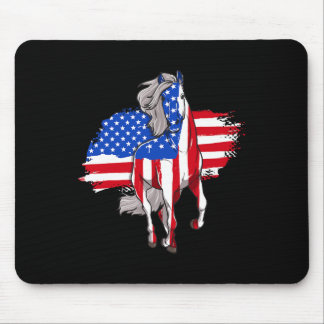 Tapis De Souris Chevaux Drapeau Amérique 4 Juillet Fête Indépendan