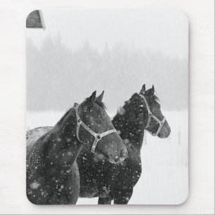 Tapis De Souris Chevaux en chute de neige