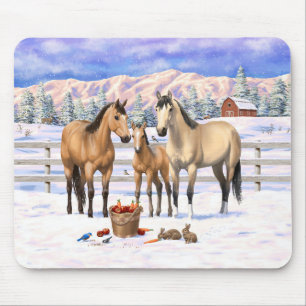 Tapis De Souris Chevaux En Peau De Bouche En Neige