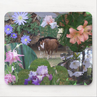 Tapis De Souris Chevaux et collage Mousepad de fleurs