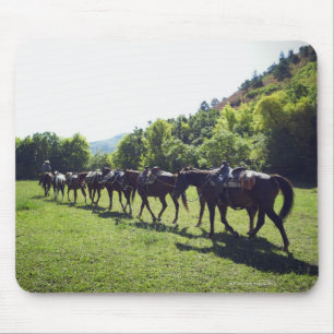 Tapis De Souris Chevaux marchant dans une ligne