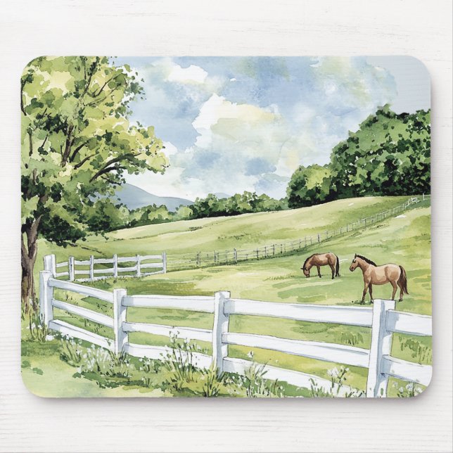 Tapis De Souris Chevaux Ranch Green Pastures (Devant)