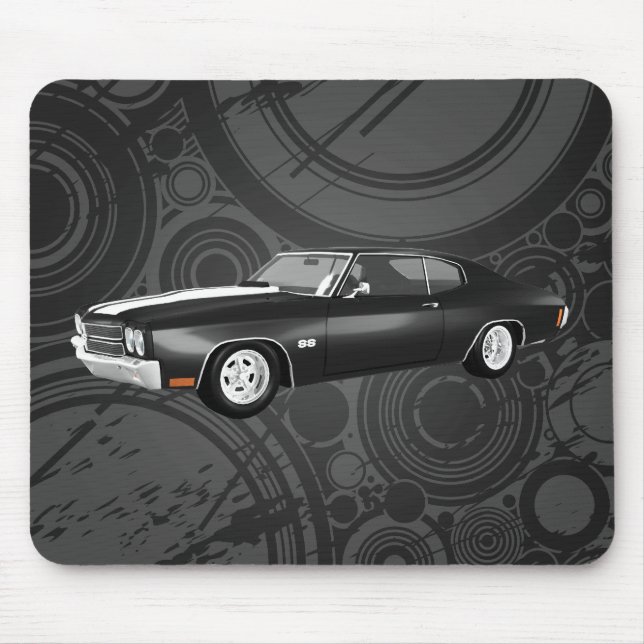 Tapis De Souris Chevelle 1970 solides solubles : Finition noire : (Devant)