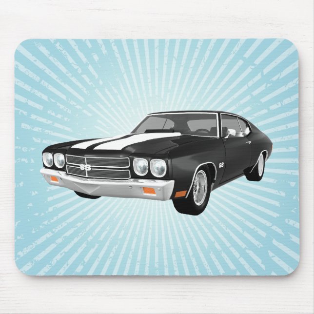 Tapis De Souris Chevelle 1970 solides solubles : Finition noire : (Devant)