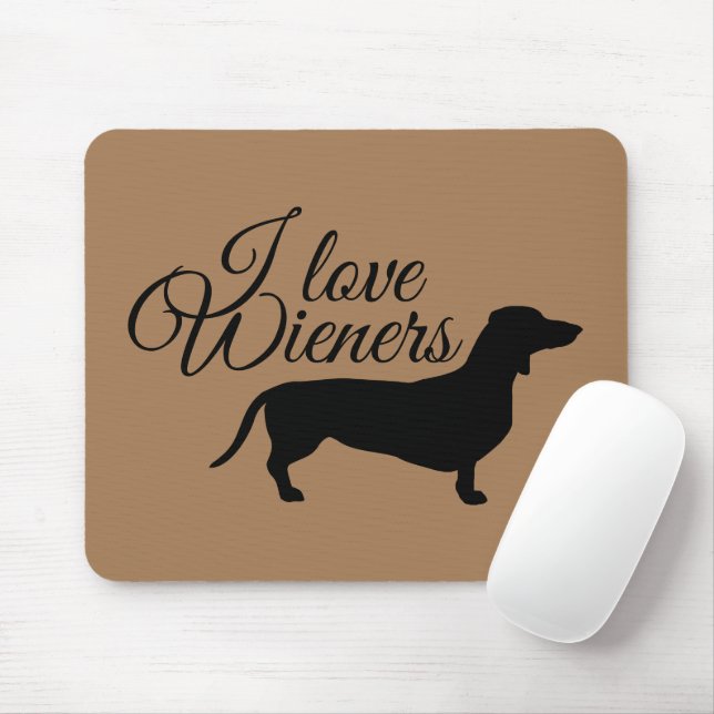 Tapis De Souris Cheveux courts Dachshund - Silhouette 1 (Avec souris)