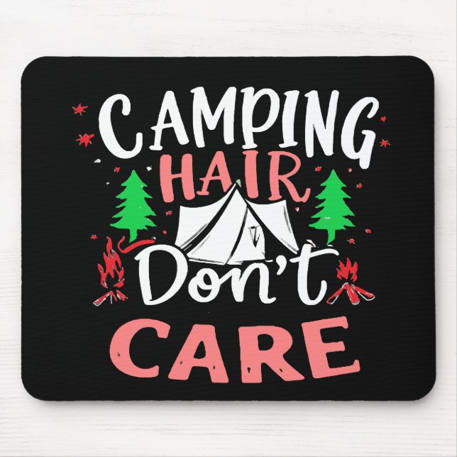 Tapis De Souris Cheveux de camping, on s'en fiche drôle (Devant)