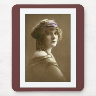 Tapis De Souris cheveux femme victorienne en perles et foulard