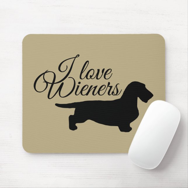 Tapis De Souris Cheveux ronds Dachshund - Silhouette 1 (Avec souris)