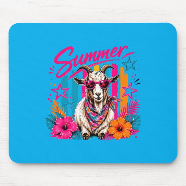 Tapis De Souris Chèvre Côtière Chic Été Rayé Graphique Rétro (Devant)