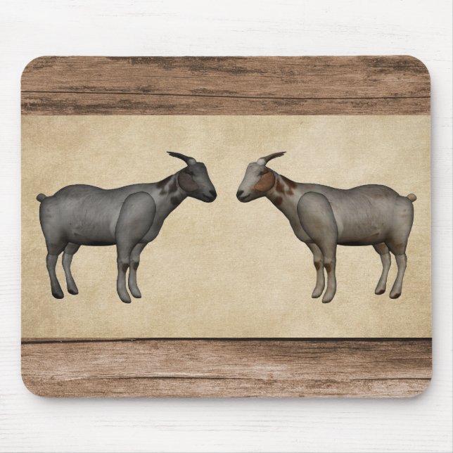 Tapis De Souris Chèvres rustiques et grains de bois (Devant)