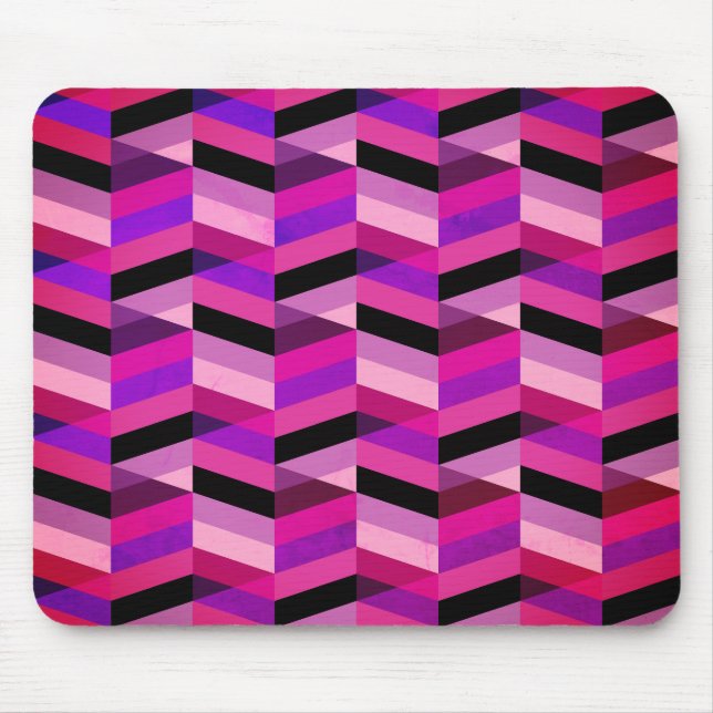 Tapis De Souris Chevron Abstrait/Herringbone | Purples et violets (Devant)