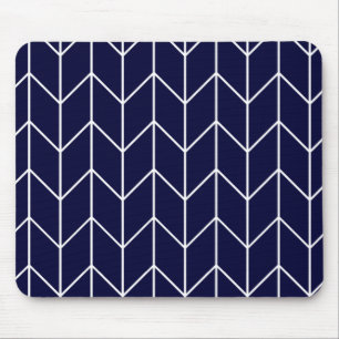 Tapis De Souris Chevron blanc sur chic moderne de bleu marine