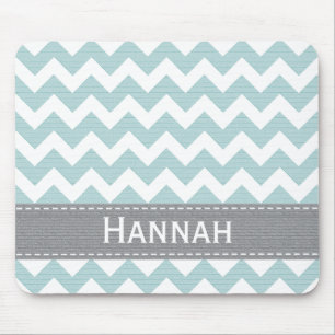 Tapis De Souris Chevron bleu et gris Mousepad rayé