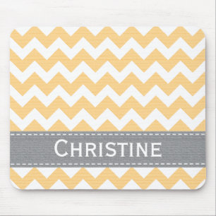 Tapis De Souris Chevron jaune et gris Mousepad rayé