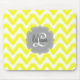 Tapis De Souris Chevron jaune moderne Ikat personnalisé