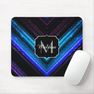 Tapis De Souris Chevron métallisé bleu violet scintillant Monogram