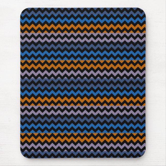 Tapis De Souris Chevron noir orange Zigzag (Devant)