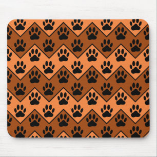 Tapis De Souris Chevron Orange Brown Avec Motif Paw Chien