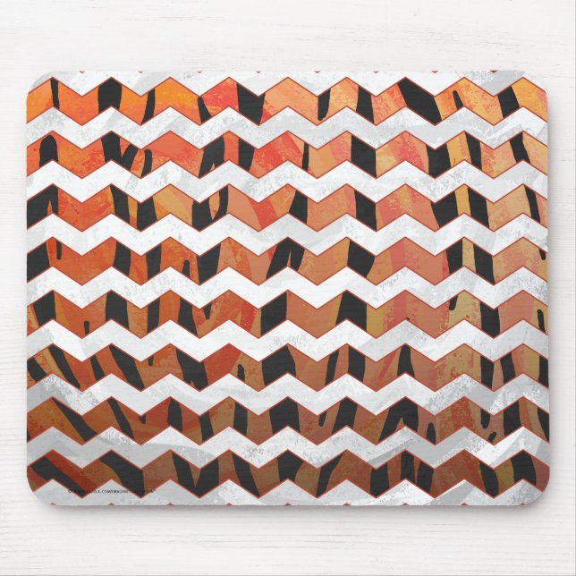 Tapis De Souris Chevron Tiger chaud orange et noir (Devant)