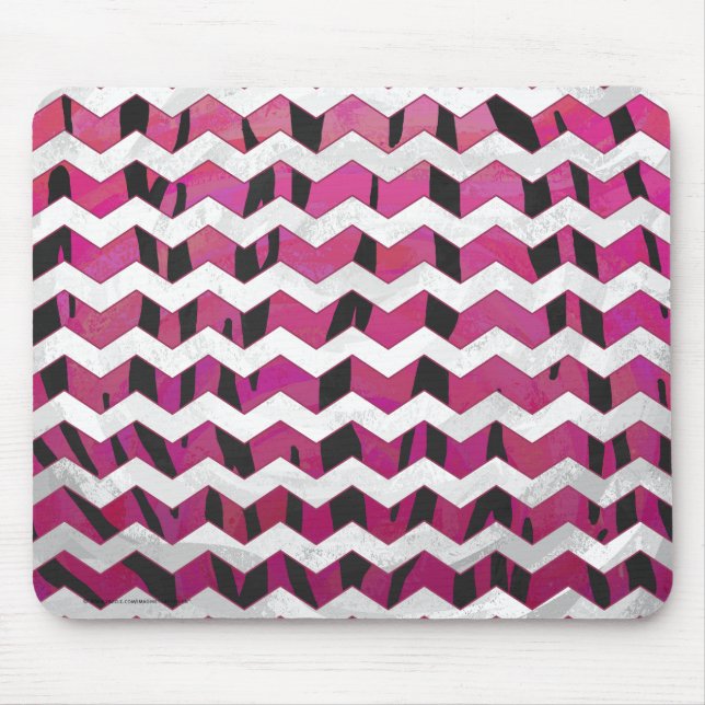 Tapis De Souris Chevron Tiger rose chaud et noir (Devant)